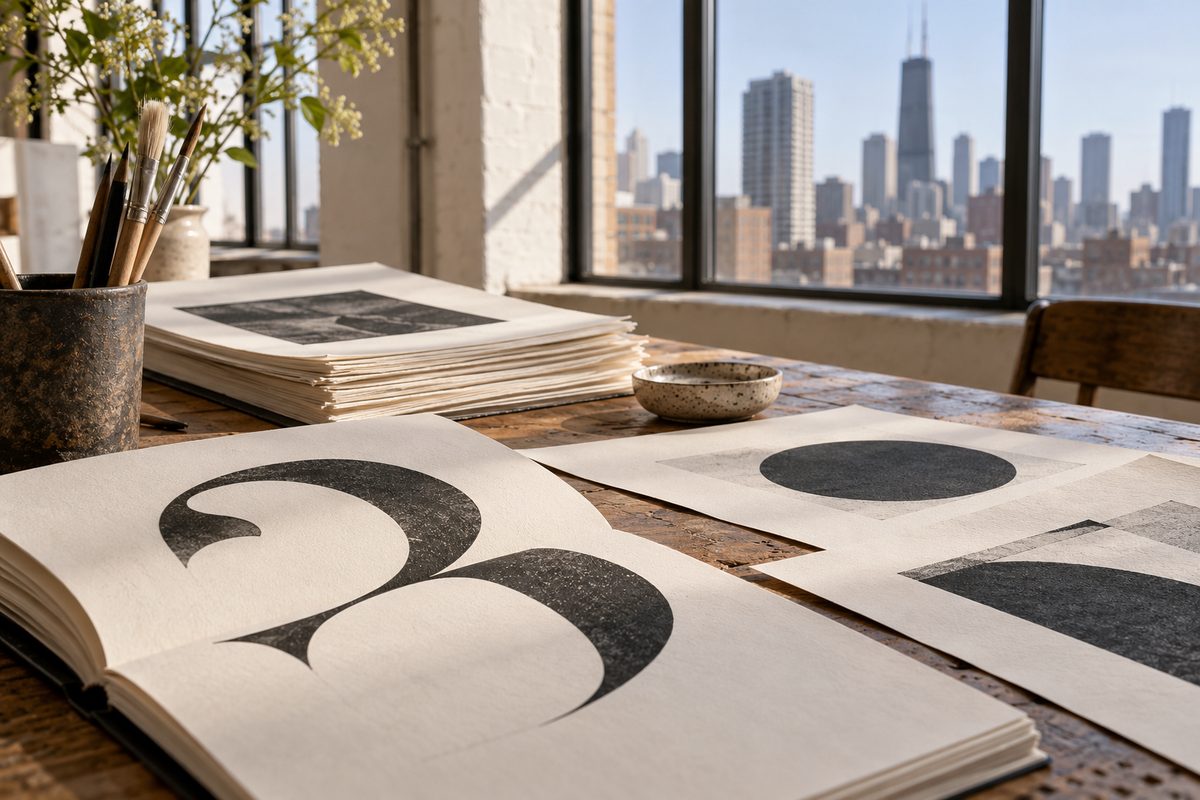 Macro detail of printed editorial typography specimens and paper grain